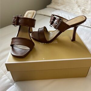Michael Kors Brown Leather Heeled Sandals